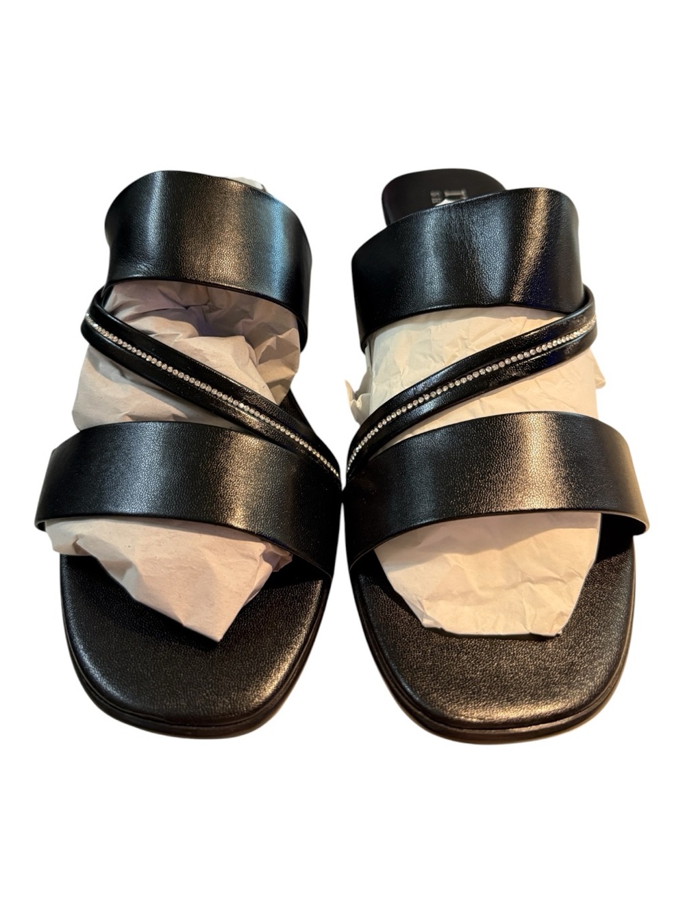 Italian Shoemakers Black Silver Rhinestone Sandals Women’s Size 10 NWOB